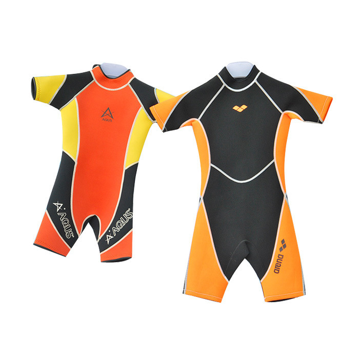 Kids’ Shorty Wetsuit 2/2mm Neoprene Short Sleeve Spring Suit Front/Back Zip Options Junior Surfing Snorkeling Swim Training SUP